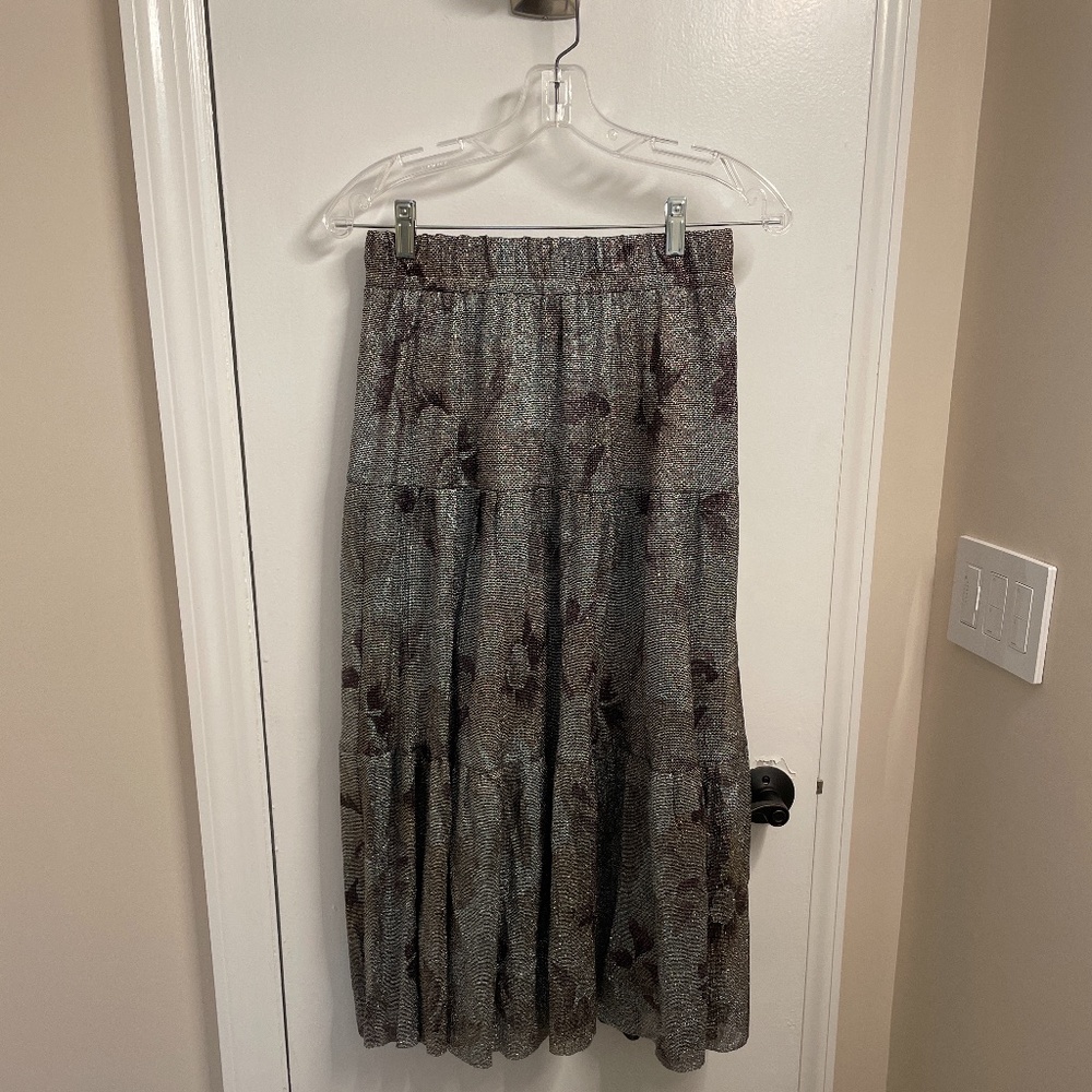 Ba&sh metallic floral midi skirt size 1